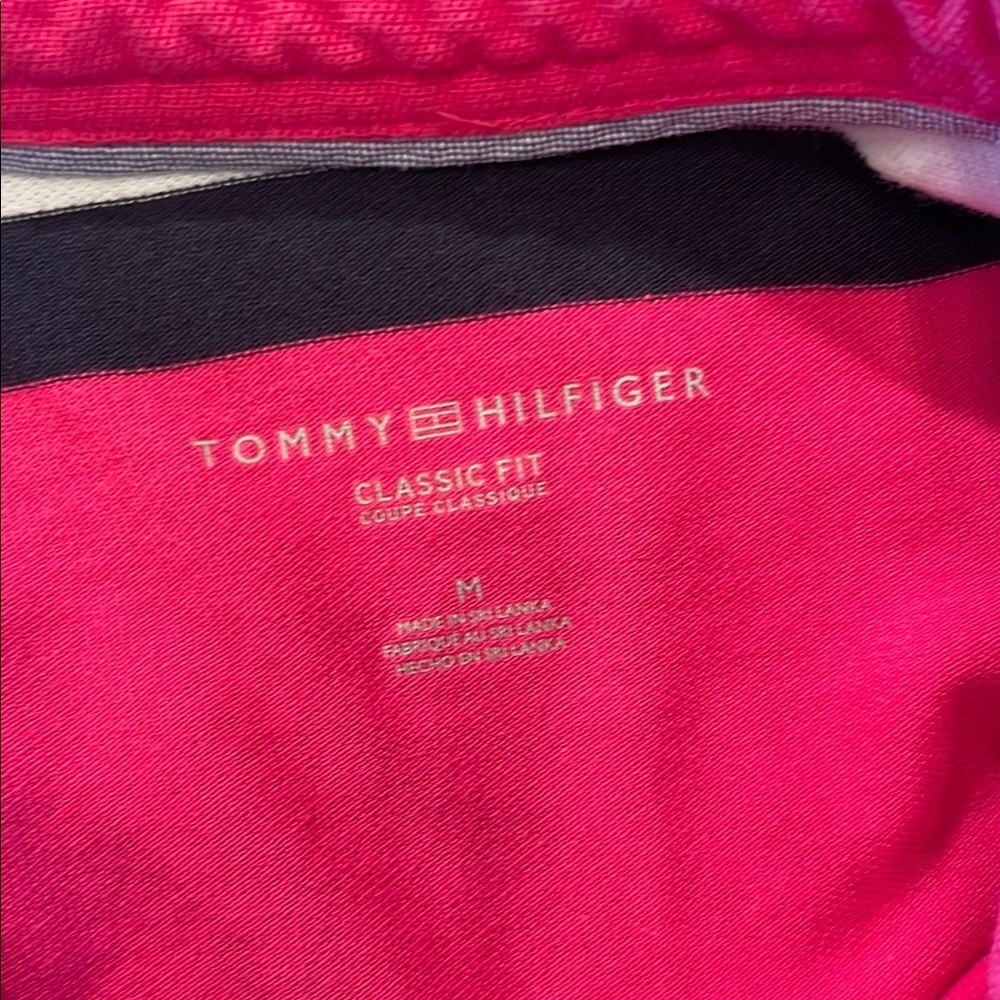 New Tommy Hilfiger Women's Pink/Navy Striped Polo Shirt - Picture 5 of 5